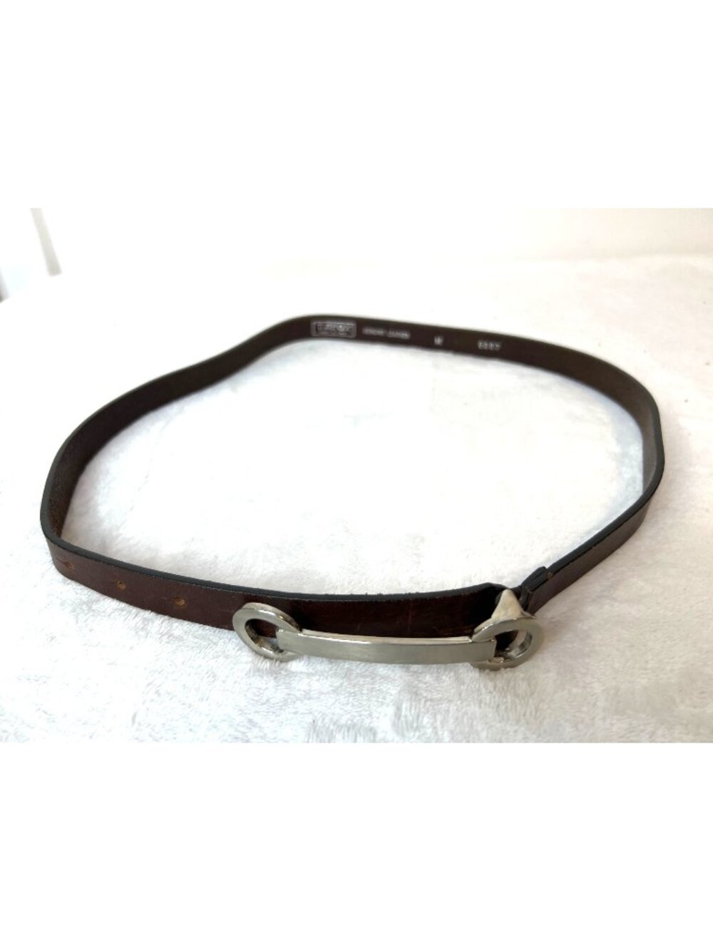 Tarox Made in Italy Brown Leather Belt Medium Bar Buckle Minimalist Sleek